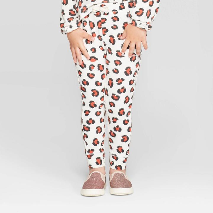 Toddler Girls' Leopard Spot Jogger Pants - Cat & Jack Cream 3t, Girl's, White