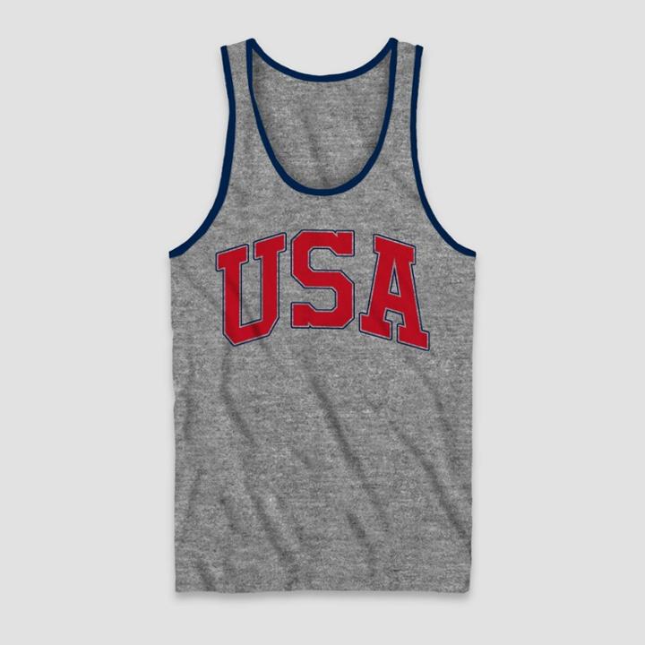 Mad Engine Men's Usa Flag Tank Top - Heathered Gray