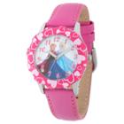 Girls' Disney Frozen Anna And Elsa Stainless Steel Glitz Case And Bezel Watch - Pink