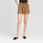 Women's Animal Print High-rise Tie Waist Shorts - A New Day Brown