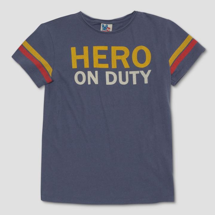 Junk Food Kids' Wonder Woman Hero On Duty Short Sleeve T-shirt - Blue
