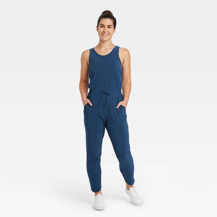 Women's Stretch Woven Jumpsuit - All In Motion Blue S, Women's,