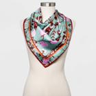 Women's Floral Print Silk Scarf - A New Day Blue
