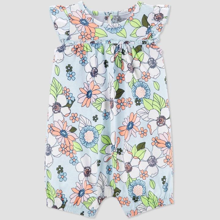 Baby Girls' Floral One Piece Romper - Just One You Made By Carter's Blue