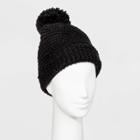 Women's Hand Knit Pom Beanie - Universal Thread Black