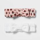 2pk Microfiber Towel Headbands White/strawberry Print - Room Essentials