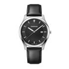Men's Wenger City Classic - Swiss Made - Black Dial Leather Strap Watch - Black