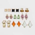 Geometric Color Stone Stud Earring Set 9ct - Wild Fable , Grey