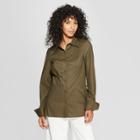 Women's Long Sleeve Collared Fitted Shirt - Prologue Green