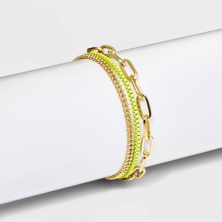 Enamel Multi-strand Row Bracelet - A New Day Green