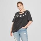 Women's Plus Size Short Sleeve Moon Graphic T-shirt - Mighty Fine (juniors') Black