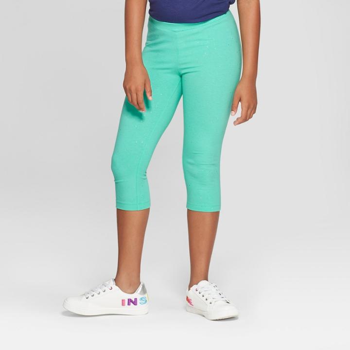 Girls' Sparkle Capri Leggings - Cat & Jack Green