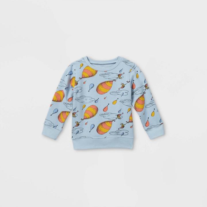 Dr. Seuss Toddler Boys' Dr.seuss 'oh The Places' Fleece Crew Neck Pullover -