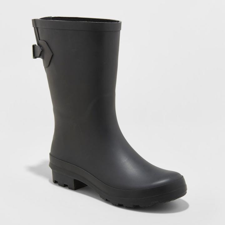 Women's Vicki Mid Rain Boots - A New Day Black