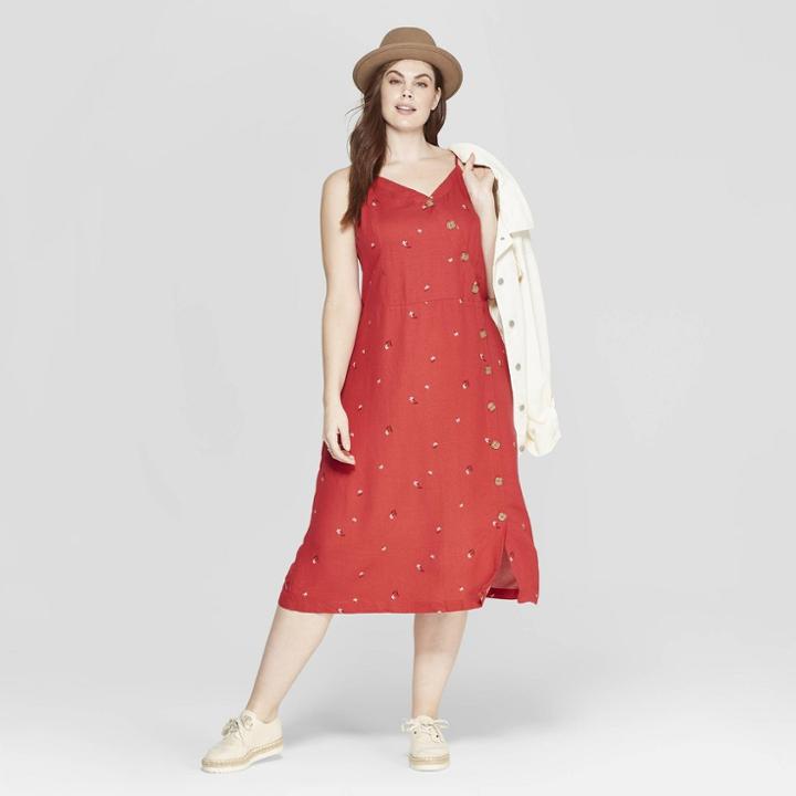 Women's Plus Size Floral Print Sleeveless V-neck Dress - Universal Thread Red
