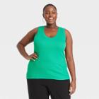 Women's Plus Size Slim Fit Tank Top - A New Day Dark Green