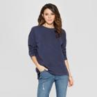 Women's Long Sleeve Tunic Sweatshirt - Universal Thread Navy (blue)