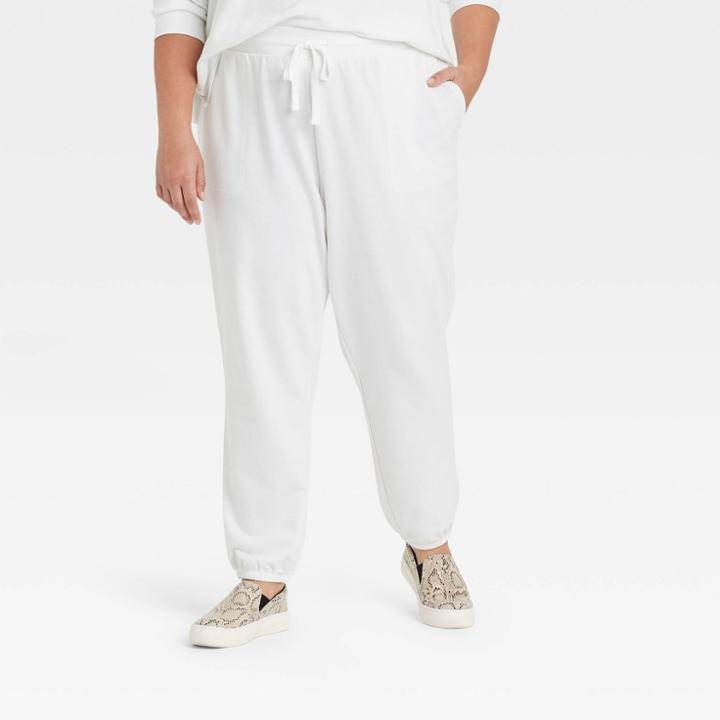 Women's Plus Size Jogger Pants - Ava & Viv White X