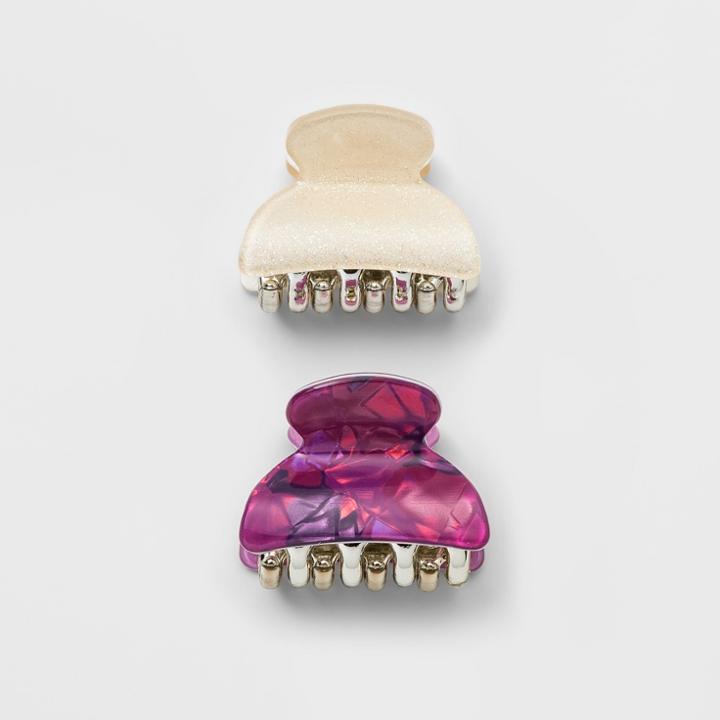 Laminated, Glitter, Abalone Claw Clip 2ct - Wild Fable Pink,