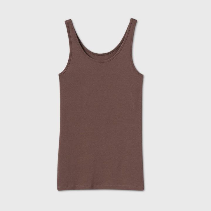 Women's Slim Fit Any Day Rib Tank Top - A New Day Brown