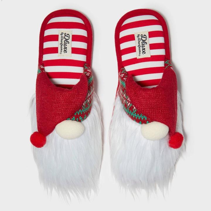 Men's Dluxe By Dearfoams Gnome Ugly Holiday Slippers - Red M(9-10), Adult Unisex, Size: Medium(9-10), White Red