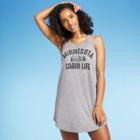 Women's Minnesota Cabin Life Graphic Swim Cover Up - Awake Heather Gray