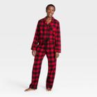 Women's Holiday Buffalo Check Plaid Flannel Matching Family Pajama Set - Wondershop Red