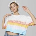 Women's Crewneck Short Sleeve Cropped Tie Dye Tank Top - Wild Fable Turquoise/pink