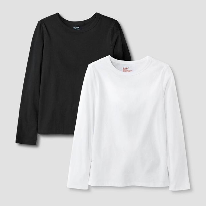 Kids' 2pk Adaptive Long Sleeve T-shirt - Cat & Jack White/black