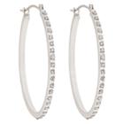Distributed By Target Oval Sterling Silver Earrings With Diamond Accents - White