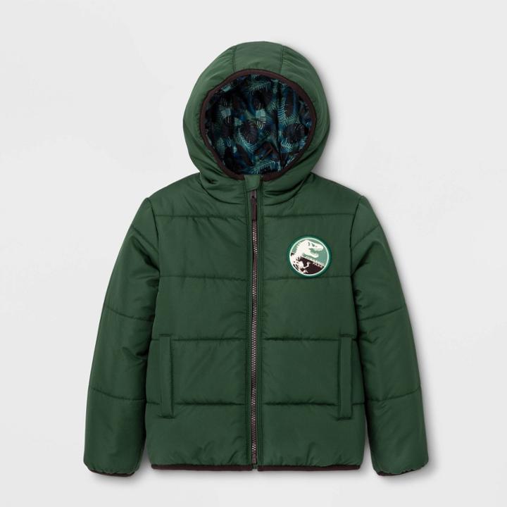 Dreamwave Boys' Jurassic Park Puffer Jacket - Green