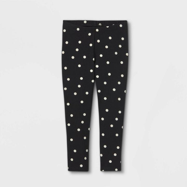 Toddler Girls' Dot Leggings - Cat & Jack Black