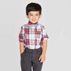 Oshkosh B'gosh Toddler Boys' Plaid Button-down Shirt - Red/white 12m, Toddler Boy's, Red Blue