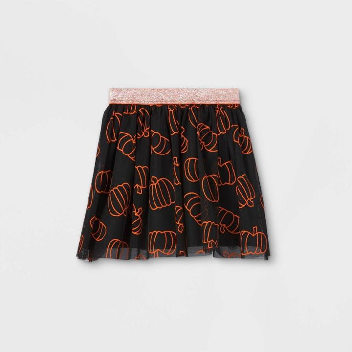Girls' Halloween Pumpkin Tutu Skirt - Cat & Jack Black