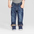 Toddler Boys' Flannel Lined Straight Jeans - Cat & Jack Medium Blue