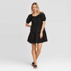Women's Puff Short Sleeve Dress - Who What Wear Black