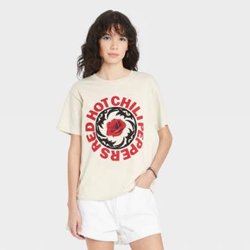 Merch Traffic Women's The Red Hot Chili Peppers Short Sleeve Graphic T-shirt - Beige