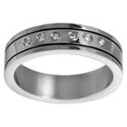 Men's Daxx Stainless Steel Wedding Band With Cubic Zirconia Accents - Silver