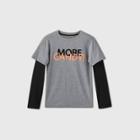 Boys' Halloween Long Sleeve 'more Candy' Graphic T-shirt - Cat & Jack Gray/black