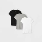 Women's Short Sleeve Ribbed 3pk Bundle T-shirt - A New Day Black/white/gray