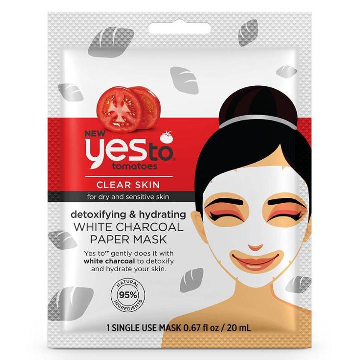 Yes To Tomatoes Detoxifying & Hydrating White Charcoal Paper Mask - 1ct/0.67 Fl Oz
