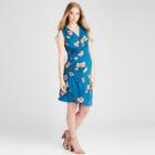 Maternity Floral Print Faux Wrap Nursing Dress - Expected By Lilac Teal S, Women's, Blue