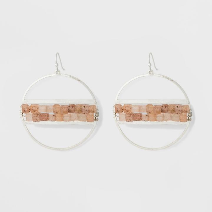 Silver Round Hoop Earrings - Universal Thread Brown/light