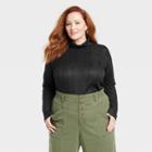 Women's Plus Size Long Sleeve Turtleneck Top - Knox Rose Black