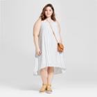 Women's Plus Size Striped High Neck Swing Dress - Universal Thread Navy 1x, Size: