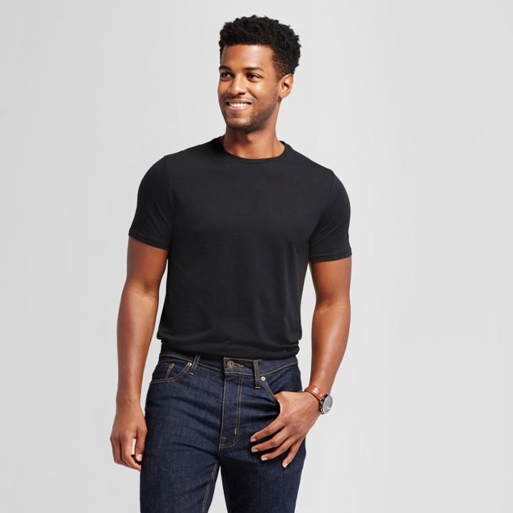 Men's Slim Fit Pima Crewneck T-shirt - Goodfellow & Co Black
