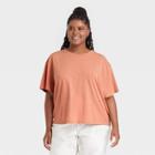 Women's Plus Size Short Sleeve Boxy T-shirt - Universal Thread Apricot Orange