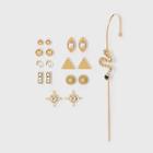 Multi Evil Eye And Snake Stud And Bar Earring Set 9pc - Wild Fable , Gold/grey/nickel