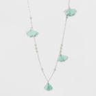 All Around Flowers Long Necklace - A New Day Green/silver