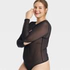 Women's Plus Size Long Sleeve Bodysuit - Auden Black